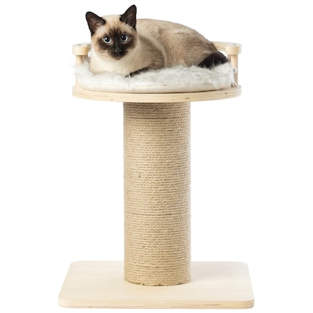 PAWSMARK Wooden Cat Sisal Scratching Post Tree Tower with Seat Pet Bed Lounge QI003735